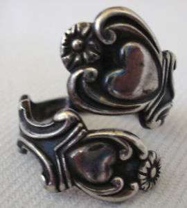 Vintage Avon Treasured Heart Sterling Silver Spoon Ring Size 7  