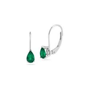  1.16 Cts Lab Created Emerald Stud Earrings in 14K White 