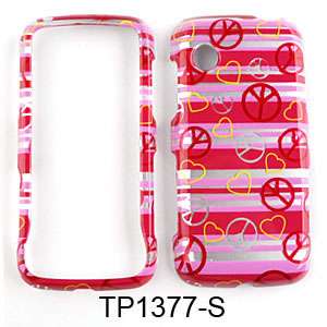 For LG Prime GS390 Case Cover Peace Signs Hearts Pink Stripes  