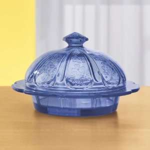 Cobalt Blue Glass Round Butter Dish:  Kitchen & Dining