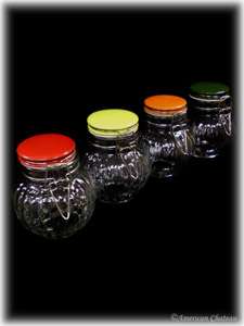 New Retro Set of 4 Glass Sealing Spice Jar Bottles  
