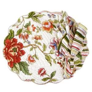  Talia 17 Round Quilted Floral Placemat & Napkin Set 