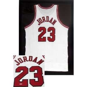 Michael Jordan Chicago Bulls Autographed Framed White Jersey:  