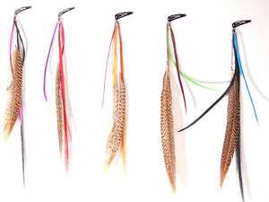 12 Funky 3 Feather Hair Extension w/strand Clip in  