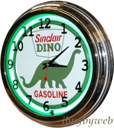 Retro Nostalgic 17 Green Neon Sinclair Dino Wall Clock  
