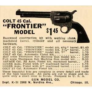 1937 Ad Colt 45 Cal Frontier Model Gun Model Company   Original Print 