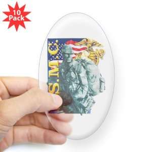 Sticker Clear (Oval) (10 Pack) USMC US Marine Corps Soldier with US 