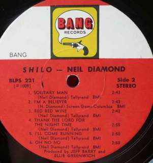 NEIL DIAMOND shilo Bang LP record vg++  