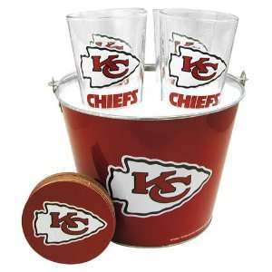  Kansas City Chiefs NFL Metal Bucket, Satin Etch Pint Glass 