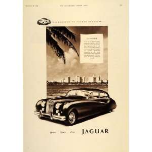  1955 Ad Jaguar Sports Car Miami Skyline Florida Sebring 