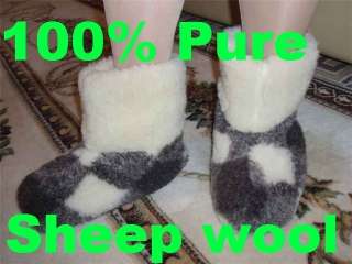 100% WOOL SHEEPSKIN SLIPPERS BOOTS  SHEEPS WOOL  