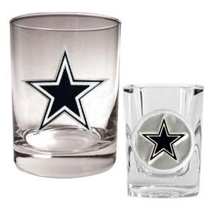  BSS   Dallas Cowboys NFL Rocks Glass & Shot Glass Set 