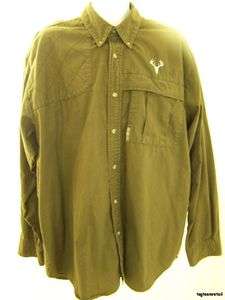 COLUMBIA Mens Rare Dark Green XL Shirt Long Sleeve Hunting Stag Extra 