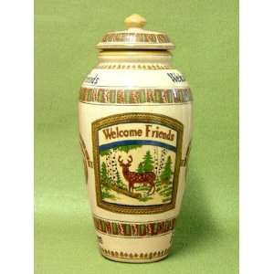  Welcome Friends Ceramic Cookie Jar with Lid Outdoor Theme 