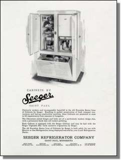 1929 Seeger Model P7 Refrigerator Print Ad  