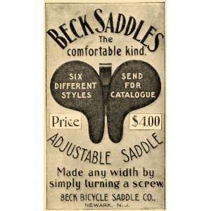  1897 Ad Beck Bicycle Saddle Seat Newark Bike Pricing 