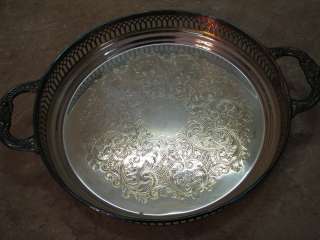 EPCA Poole SILVERPLATE HANDLED SERVING TRAY Deep Rimmed  