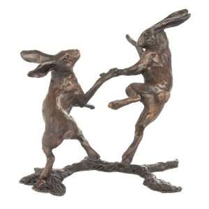   Ed Hot Cast Bronze Sculpture Small Hares Boxing: Home & Kitchen