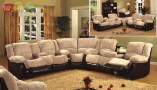 Piece Sectional Sofa, Love Seat, Wedge Two Tone Tan & Brown w/ Cup 