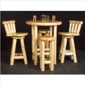    62 Log Pub Table Set (5 Pieces) Finish: Honey Pine: Home & Kitchen