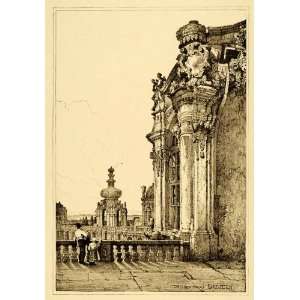  1915 Print Samuel Prout Art Dresden Germany Zwinger Palace 