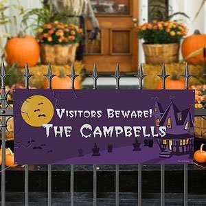  Personalized Halloween Banners   Haunted House Patio 