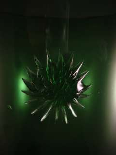 Fabulous HUGE Green Glass Blenko Vase With Starburst Prunts Retro Chic 
