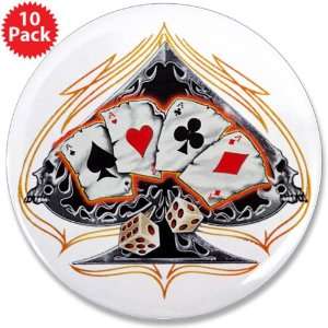  3.5 Button (10 Pack) Four of a Kind Poker Spade   Card 