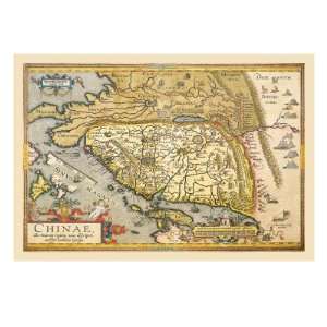  Map of Far East China by Abraham Ortelius, 32x24