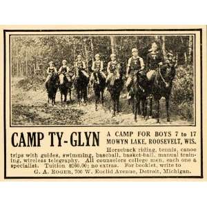  1922 Ad Camp Ty Glyn Mowyn Lake Roosevelt Wisconsin 