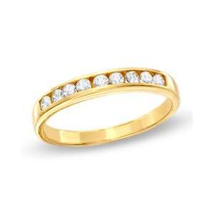  Cubic Zirconia Channel Wedding Band in 10K Gold   Size 8 