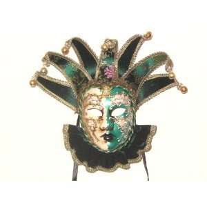  Green Jolly Night and Day Venetian Mask