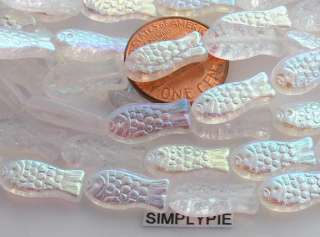14x7mm Fish CRYSTAL AB Czech Glass Beads 20  #CRI  
