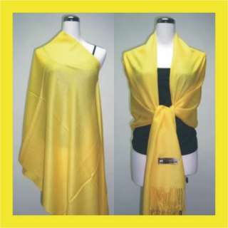 New 100% Pashmina Solid Yellow Scarf Shawl Wrap a414  
