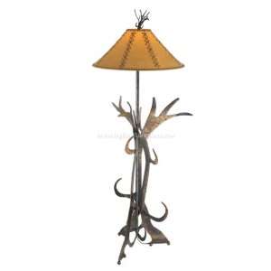  Leather and Antler Floor Lamp