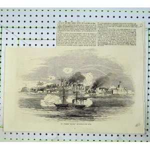   1855 Sailing Ship Steamer Scourge Danish Accra Bombing