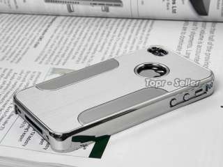   Steel Chrome Deluxe Case Cover For iPhone 4 4S + Free Screen Protector