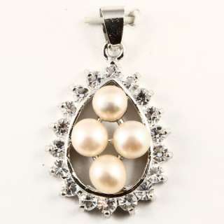 PINK PEARL WHITE CRYSTAL PEAR PENDANT *P222p*  