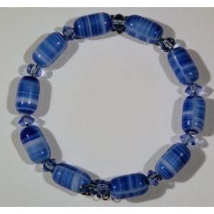  Blue White Czechs Glass Bead Memory Bracelet: Everything 
