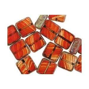 Czech Glass Candied Apple Square 10mm Beads Arts, Crafts 
