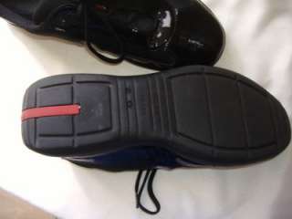 Near Mint PRADA Americas Cup Patent Black leather on Black Mesh Shoes 