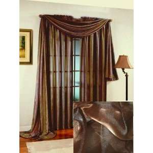  Ombre Sheer Window Scarf Valance Brown 216W: Home 