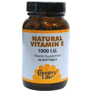  Country Life Vitamin E, 1000 I.U., 60 Count: Health 