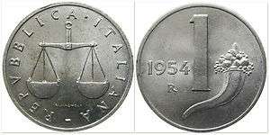 Italy 1954 1 Lira (KM91)  