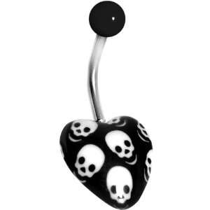  Gothic Black Skull Heart Belly Ring: Jewelry