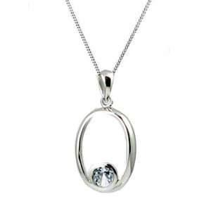  Sterling Silver Cubic Zirconia Oval Drop Necklace: Jewelry