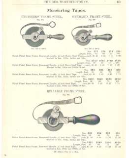 1902 Engineers Steel Measuring Tape Antique Catalog Ad  