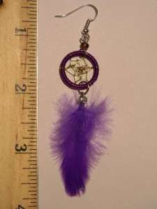 Dream Catcher Earrings   Real Feathers   Free Shipping!  