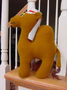 Vtg STUFFED toy Plush CAMEL w Sahara Desert flap Hat 8 old retro 