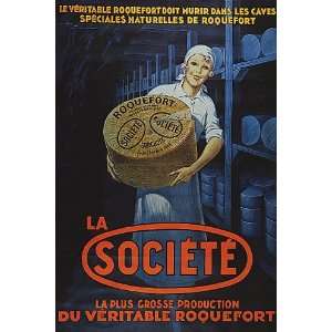 CHEESE LA SOCIETE ROQUEFORT FRENCH FRANCE SMALL VINTAGE POSTER CANVAS 